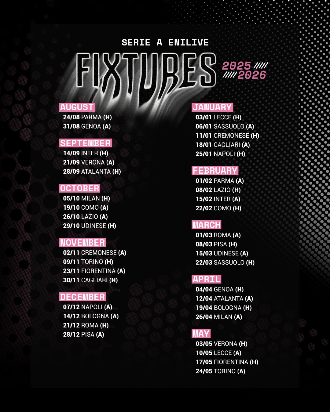CALENDARIO SERIE A 2025/26